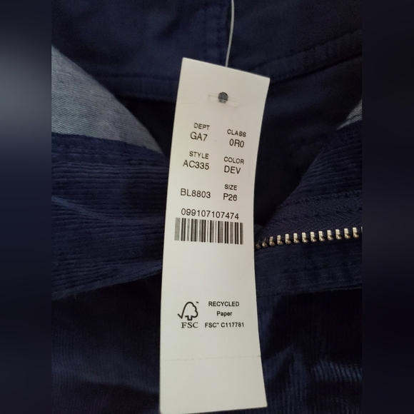 NWT J CREW 9" high-rise toothpick jean in garment-dyed corduroy Size 26P - Picture 5 of 7
